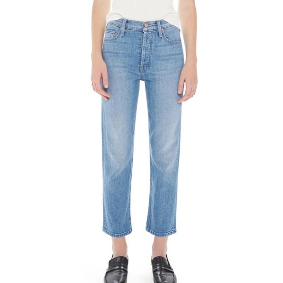 NEW Mother Tomcat Straight Leg Jeans Womens Size 24 World At My Feet High Rise
